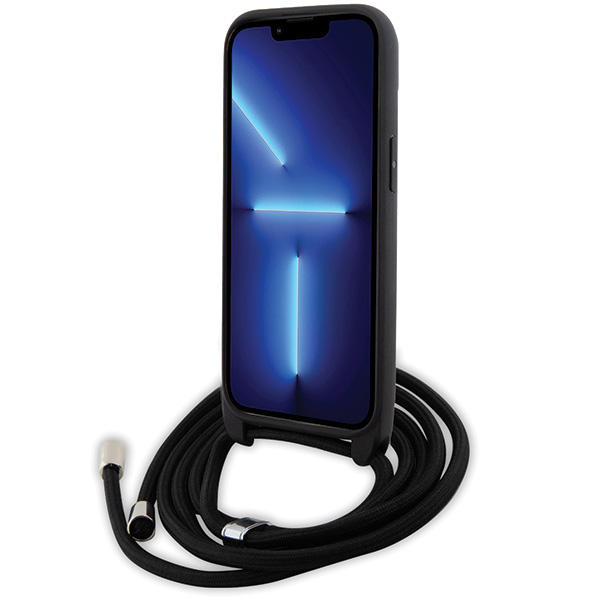 Karl Lagerfeld KLHCP15SSAKCPSK Apple iPhone 15/ 14 / 13 6.1″ kietas dėklas juodos spalvos Crossbody Saffiano Meta aprašymas - Prekės nuotrauka