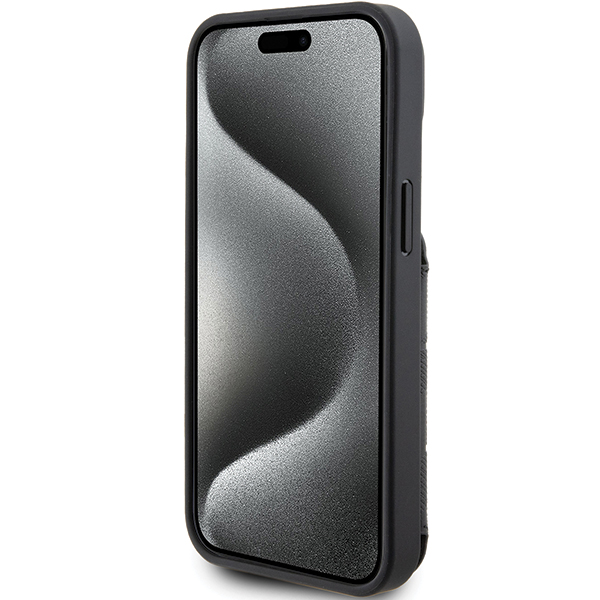 Karl Lagerfeld KLHCP15SSAKKNSCK iPhone 15 / 14 / 13 6.1″ juodos spalvos kietas dėklas Saffiano Cardslots and aprašymas - Prekės nuotrauka