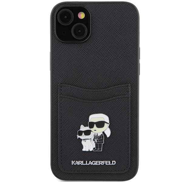 Karl Lagerfeld KLHCP15SSAPKCNPK Apple iPhone 15 / 14 / 13 6.1″ juodos spalvos kietas dėklas Saffiano Cardslot Karl aprašymas - Prekės nuotrauka