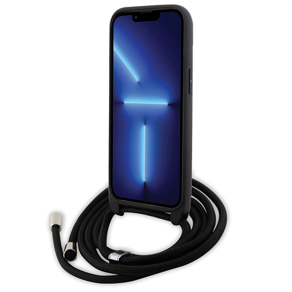 Karl Lagerfeld KLHCP15SSASKNPSK Apple iPhone 15 / 14 / 13 6.1″ kietas dėklas juodos spalvos Crossbody Saffiano Mon aprašymas - Prekės nuotrauka