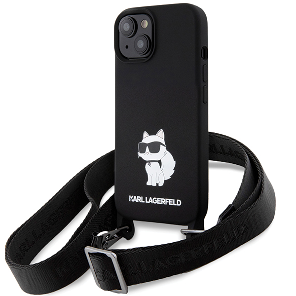 Karl Lagerfeld KLHCP15SSCBSCNK Apple iPhone 15/ 14 / 13 6.1″ kietas dėklas juodos spalvos Crossbody Silicone Chou aprašymas - Prekės nuotrauka