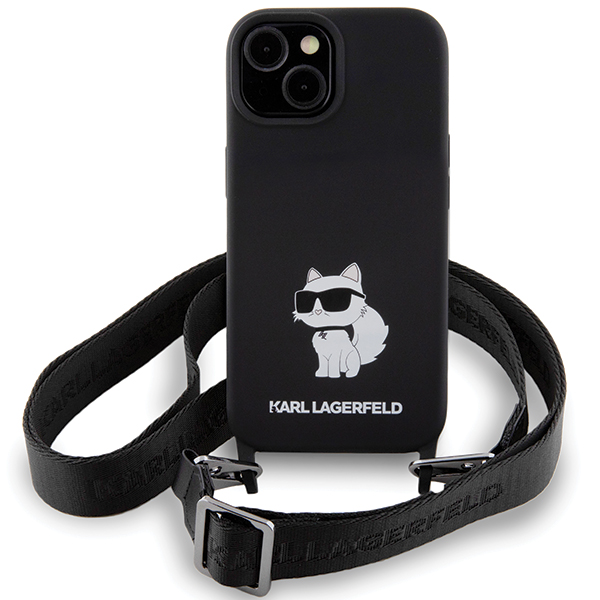 Karl Lagerfeld KLHCP15SSCBSCNK Apple iPhone 15/ 14 / 13 6.1″ kietas dėklas juodos spalvos Crossbody Silicone Chou aprašymas - Prekės nuotrauka