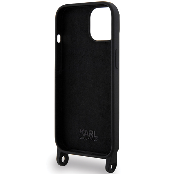 Karl Lagerfeld KLHCP15SSCBSCNK Apple iPhone 15/ 14 / 13 6.1″ kietas dėklas juodos spalvos Crossbody Silicone Chou aprašymas - Prekės nuotrauka