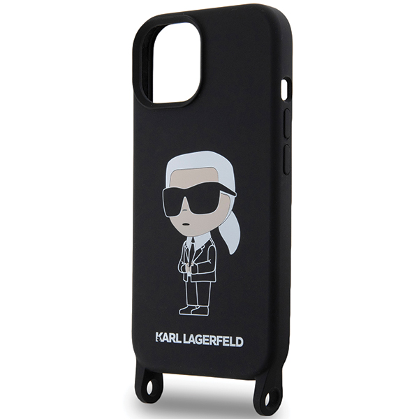 Karl Lagerfeld KLHCP15SSCBSKNK Apple iPhone 15/ 14 / 13 6.1″ kietas dėklas juodos spalvos Crossbody Silicone Ikon aprašymas - Prekės nuotrauka