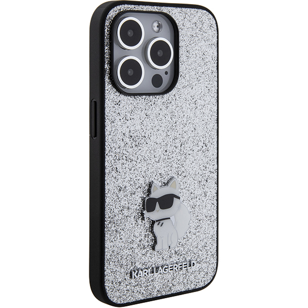 Karl Lagerfeld KLHCP15XGCNPSG iPhone 15 Pro Max 6.7 col. sidabrinis kietas dėklas Fixed Glitter Choupette aprašymas - Prekės nuotrauka