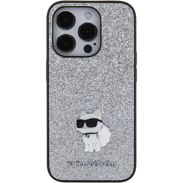 Karl Lagerfeld KLHCP15XGCNPSG iPhone 15 Pro Max 6.7 col. sidabrinis kietas dėklas Fixed Glitter Choupette aprašymas - Prekės nuotrauka