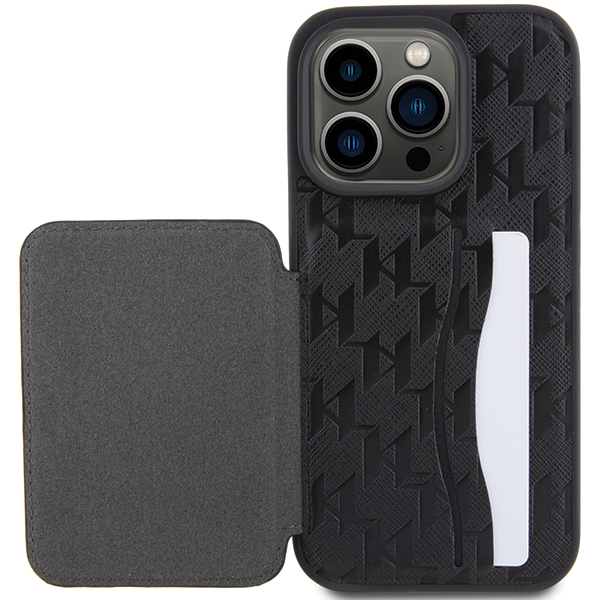 Karl Lagerfeld KLHCP15XSAKCNSCK Apple iPhone 15 Pro Max 6.7″ juodos spalvos kietas dėklas Saffiano Cardslots and S aprašymas - Prekės nuotrauka Karl Lagerfeld KLHCP15XSAKCNSCK Apple iPhone 15 Pro Max 6.7″ juodos spalvos kietas dėklas Saffiano Cardslots and S aprašymas - Prekės nuotrauka