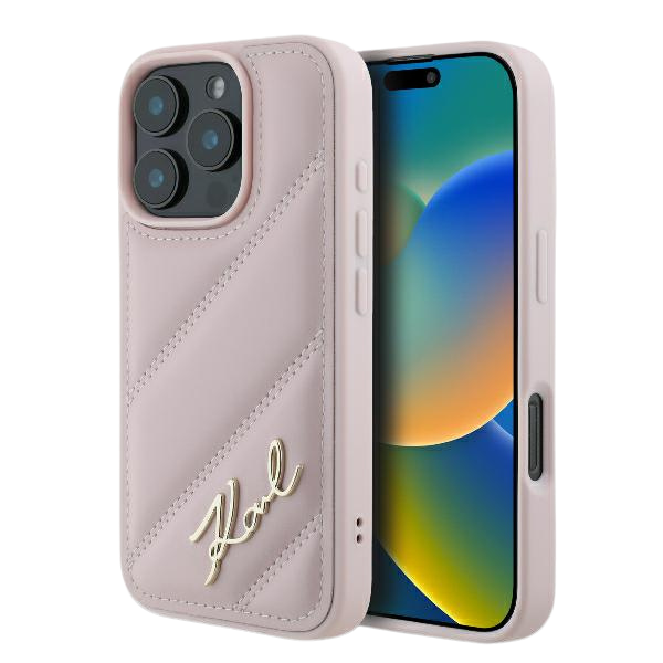 Karl Lagerfeld KLHCP16LPQDSMGP Apple iPhone 16 Pro 6.3″ rožinės spalvos kietas dėklas Quilted Signature aprašymas - Prekės nuotrauka Karl Lagerfeld KLHCP16LPQDSMGP Apple iPhone 16 Pro 6.3″ rožinės spalvos kietas dėklas Quilted Signature aprašymas - Prekės nuotrauka