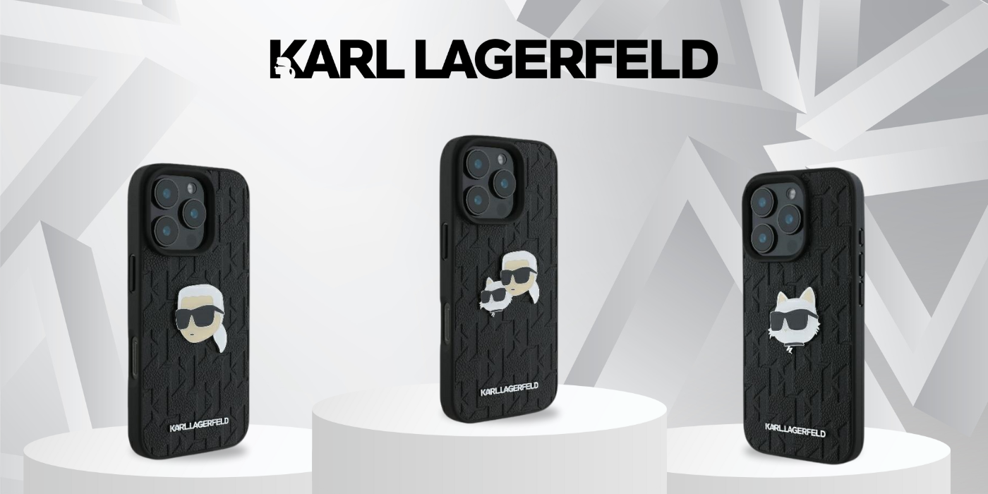 Karl Lagerfeld KLHCP16SPGKLKCPK iPhone 16 6.1″ juodos spalvos kietas dėklas Monogram Karl&Choupette Head Pi aprašymas - Prekės nuotrauka