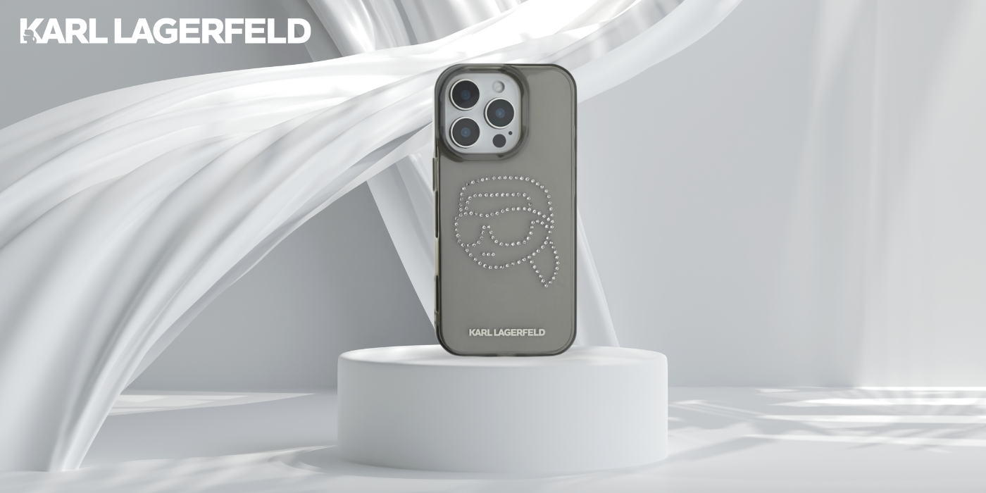 Karl Lagerfeld KLHCP16XHKHDCELK iPhone 16 Pro Max 6.9″ juodos spalvos kietas dėklas IML Rhinestones Karl Head aprašymas - Prekės nuotrauka
