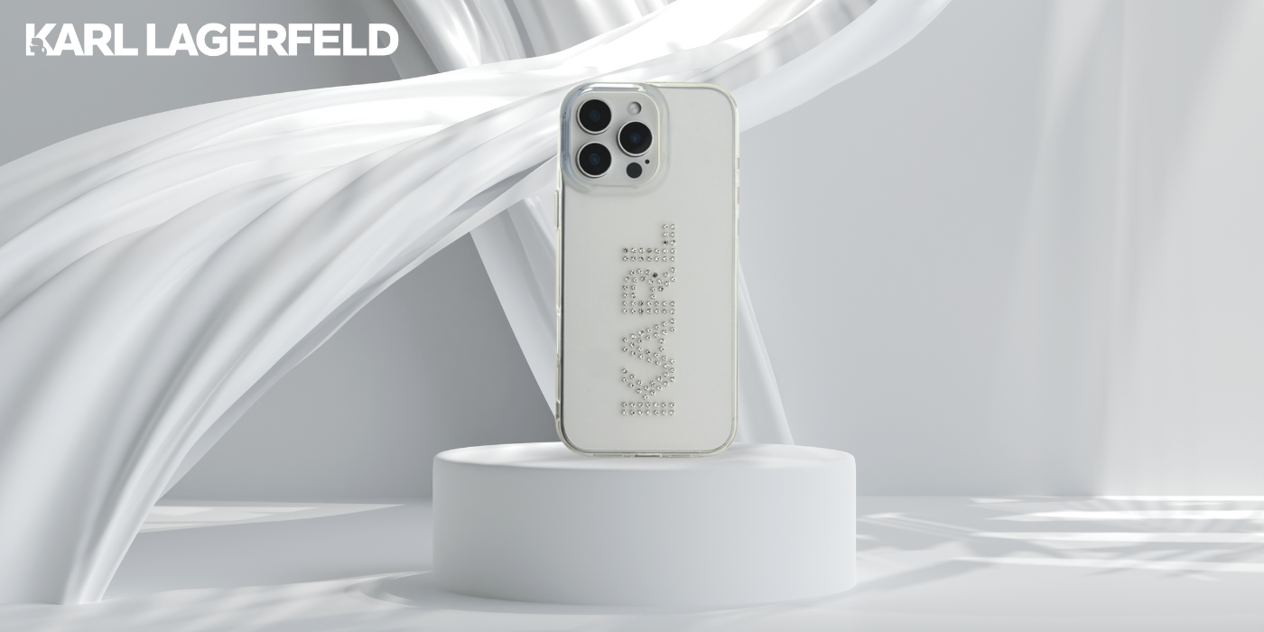 Karl Lagerfeld KLHCP16XHKLSTDCT iPhone 16 Pro Max 6.9″ skaidrus kietas dėklas IML Rhinestones Logo aprašymas - Prekės nuotrauka