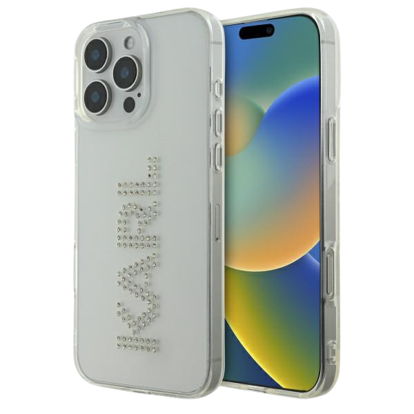 Karl Lagerfeld KLHCP16XHKLSTDCT iPhone 16 Pro Max 6.9″ skaidrus kietas dėklas IML Rhinestones Logo aprašymas - Prekės nuotrauka