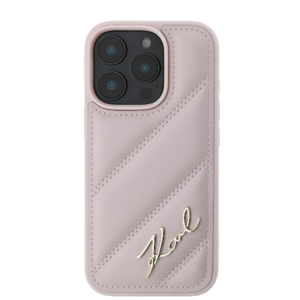 Karl Lagerfeld KLHCP16XPQDSMGP Apple iPhone16 Pro Max 6.9″ rožinės spalvos kietas dėklas Quilted Signature aprašymas - Prekės nuotrauka