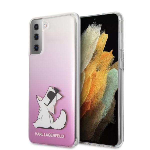 Karl Lagerfeld KLHCS21MCFNRCPI S21+ G996 kietas dėklas, rožinės spalvos, Choupette Fun aprašymas - Prekės nuotrauka