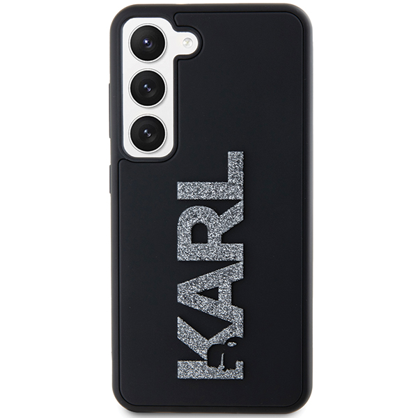 Karl Lagerfeld KLHCS23L3DMBKCK S23 Ultra S918 juodos spalvos kietas dėklas 3D Rubber Glitter Logo aprašymas - Prekės nuotrauka