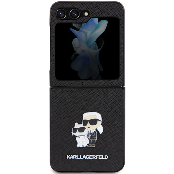 Karl Lagerfeld KLHCZF5SAKCNPK Z Flip5F731 kietas dėklas juodos spalvos Saffiano Karl&Choupette Pin aprašymas - Prekės nuotrauka Karl Lagerfeld KLHCZF5SAKCNPK Z Flip5F731 kietas dėklas juodos spalvos Saffiano Karl&Choupette Pin aprašymas - Prekės nuotrauka