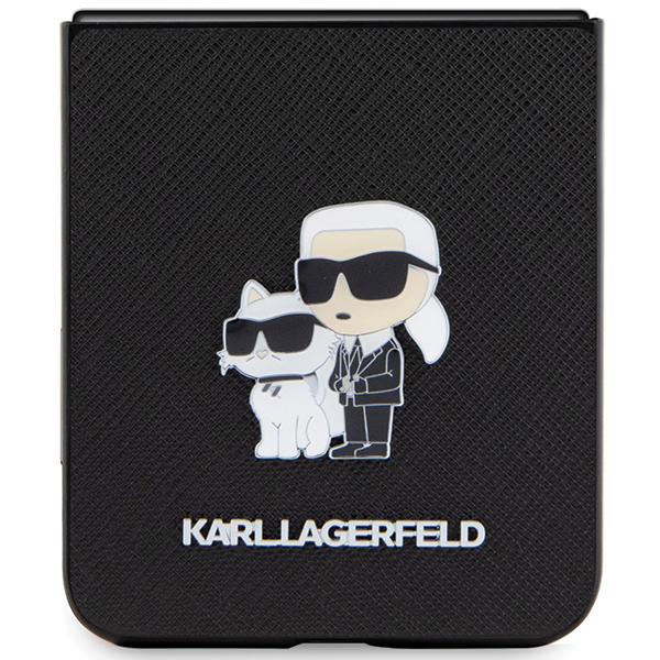 Karl Lagerfeld KLHCZF5SAKCNPK Z Flip5F731 kietas dėklas juodos spalvos Saffiano Karl&Choupette Pin aprašymas - Prekės nuotrauka Karl Lagerfeld KLHCZF5SAKCNPK Z Flip5F731 kietas dėklas juodos spalvos Saffiano Karl&Choupette Pin aprašymas - Prekės nuotrauka