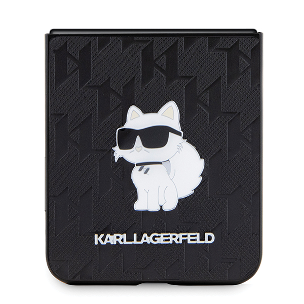 Karl Lagerfeld KLHCZF5SAPCHNPK Z Flip5F731 kietas dėklas juodos spalvos Saffiano Monogram Choupette Pin aprašymas - Prekės nuotrauka