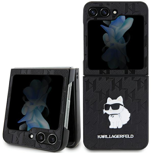 Karl Lagerfeld KLHCZF5SAPCHNPK Z Flip5F731 kietas dėklas juodos spalvos Saffiano Monogram Choupette Pin aprašymas - Prekės nuotrauka
