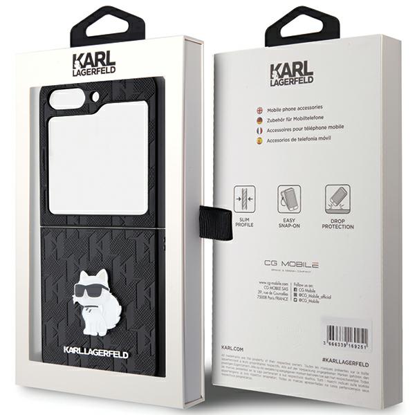 Karl Lagerfeld KLHCZF5SAPCHNPK Z Flip5F731 kietas dėklas juodos spalvos Saffiano Monogram Choupette Pin aprašymas - Prekės nuotrauka