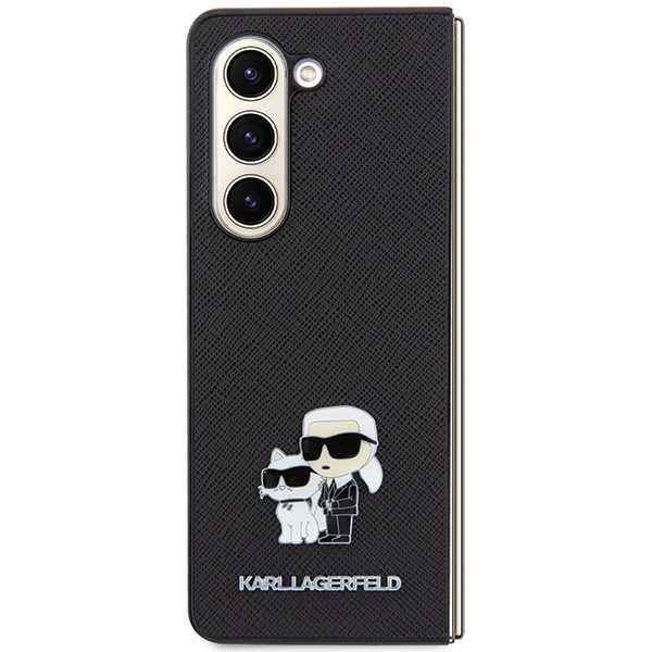 Karl Lagerfeld KLHCZFD5SAKCNPK Z Fold5 kietas dėklas, juodos spalvos, Saffiano Karl&Choupette Pin aprašymas - Prekės nuotrauka
