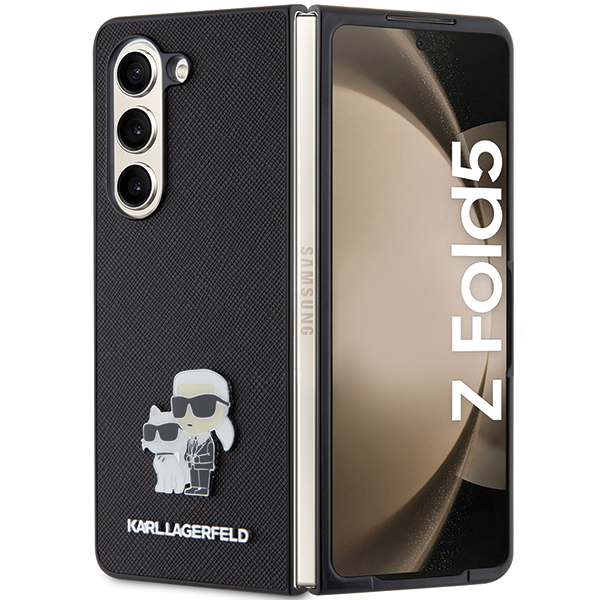 Karl Lagerfeld KLHCZFD5SAKCNPK Z Fold5 kietas dėklas, juodos spalvos, Saffiano Karl&Choupette Pin aprašymas - Prekės nuotrauka