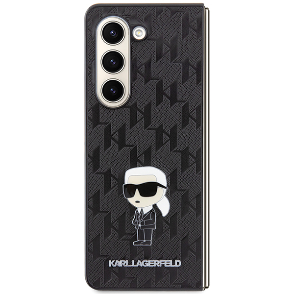 Karl Lagerfeld KLHCZFD5SAPKINPK Z Fold5 kietas dėklas, juodos spalvos, Saffiano Monogram Ikonik Pin aprašymas - Prekės nuotrauka