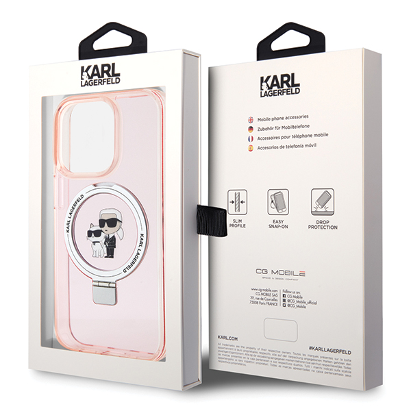 Karl Lagerfeld KLHMN61HMRSKCP Apple iPhone 11/ Xr 6.1″ rožinės spalvos kietas dėklas Ring Stand Karl&Choupettte Mag aprašymas - Prekės nuotrauka