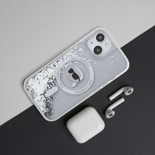 Karl Lagerfeld KLHMP12MLGCHSGH iPhone 12/12 Pro 6.1″ kietas dėklas skaidrus Liquid Glitter Choupette Head aprašymas - Prekės nuotrauka