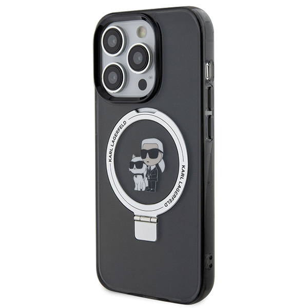 Karl Lagerfeld KLHMP13XHMRSKCK iPhone 13 Pro Max 6.7″ juodos spalvos kietas dėklas su žiedu-stovu Karl&Choupette aprašymas - Prekės nuotrauka