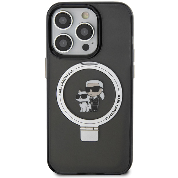 Karl Lagerfeld KLHMP13XHMRSKCK iPhone 13 Pro Max 6.7″ juodos spalvos kietas dėklas su žiedu-stovu Karl&Choupette aprašymas - Prekės nuotrauka