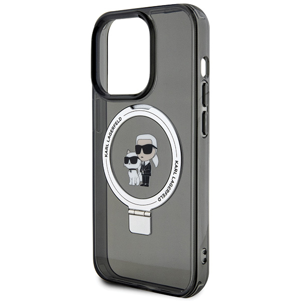 Karl Lagerfeld KLHMP13XHMRSKCK iPhone 13 Pro Max 6.7″ juodos spalvos kietas dėklas su žiedu-stovu Karl&Choupette aprašymas - Prekės nuotrauka