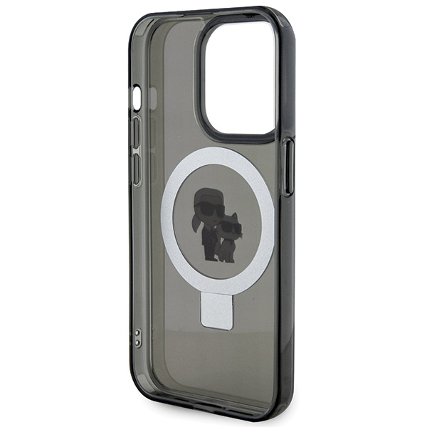 Karl Lagerfeld KLHMP13XHMRSKCK iPhone 13 Pro Max 6.7″ juodos spalvos kietas dėklas su žiedu-stovu Karl&Choupette aprašymas - Prekės nuotrauka