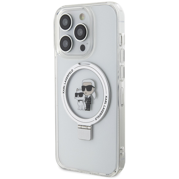 Karl Lagerfeld KLHMP14LHMP14LHMRSKCH iPhone 14 Pro 6.1″ baltos spalvos kietas dėklas su žiedu-stovu Karl&Choupette Mag aprašymas - Prekės nuotrauka