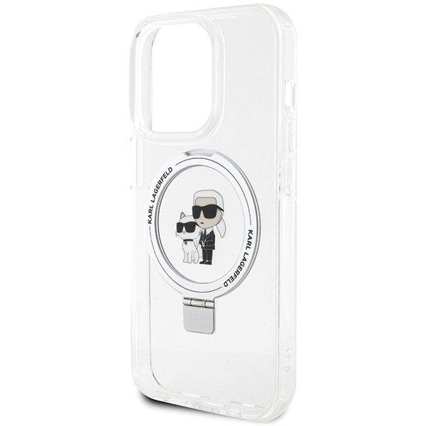Karl Lagerfeld KLHMP14LHMP14LHMRSKCH iPhone 14 Pro 6.1″ baltos spalvos kietas dėklas su žiedu-stovu Karl&Choupette Mag aprašymas - Prekės nuotrauka