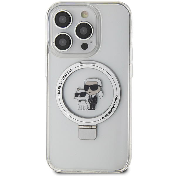 Karl Lagerfeld KLHMP14LHMP14LHMRSKCH iPhone 14 Pro 6.1″ baltos spalvos kietas dėklas su žiedu-stovu Karl&Choupette Mag aprašymas - Prekės nuotrauka