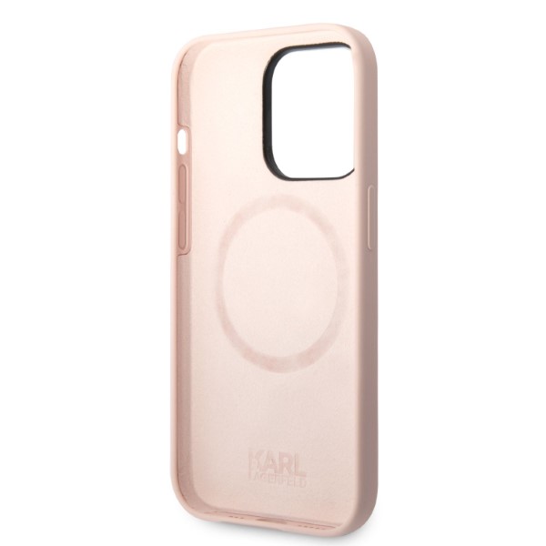 Karl Lagerfeld KLHMP14LSNIKBCP iPhone 14 Pro 6,1″ kietas dėklas, rožinės spalvos Silicone Ikonik Magsafe aprašymas - Prekės nuotrauka