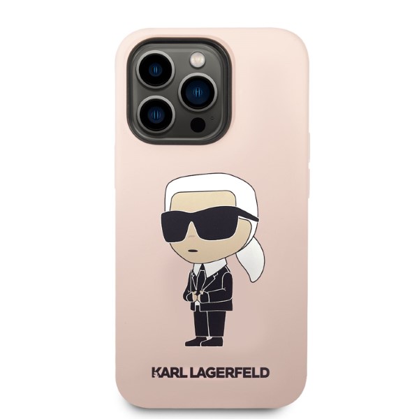 Karl Lagerfeld KLHMP14LSNIKBCP iPhone 14 Pro 6,1″ kietas dėklas, rožinės spalvos Silicone Ikonik Magsafe aprašymas - Prekės nuotrauka