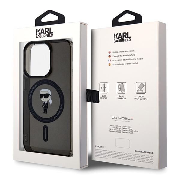 Karl Lagerfeld KLHMP14SHFCKNOK iPhone 14/ 15 / 13 6.1″ juodos spalvos kietas dėklas IML Ikonik MagSafe aprašymas - Prekės nuotrauka