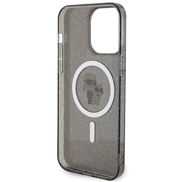 Karl Lagerfeld KLHMP15LHGKCNOK iPhone 15 Pro 6.1″ juodos spalvos kietas dėklas Karl&Choupette Glitter MagSafe aprašymas - Prekės nuotrauka