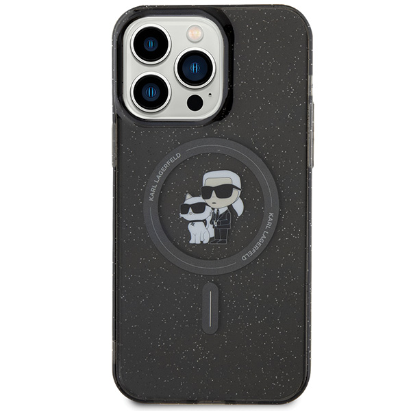 Karl Lagerfeld KLHMP15LHGKCNOK iPhone 15 Pro 6.1″ juodos spalvos kietas dėklas Karl&Choupette Glitter MagSafe aprašymas - Prekės nuotrauka