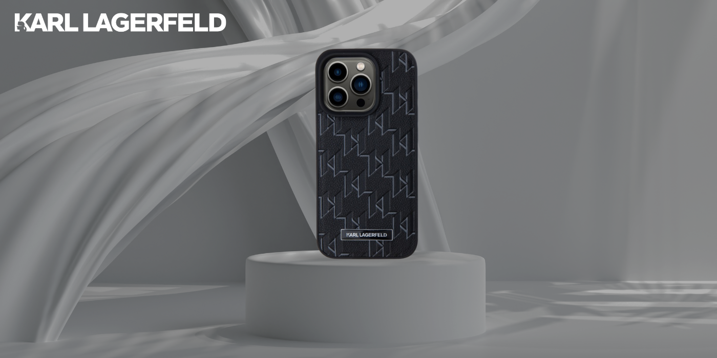 Karl Lagerfeld KLHMP15LPKHPORPK Apple iPhone15 Pro 6.1″ kietas dėklas juodos spalvos Leather Monogram Metal Logo MagSafe aprašymas - Prekės nuotrauka