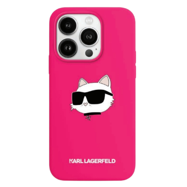 Karl Lagerfeld KLHMP15LSCHPPLF iPhone 15 Pro 6.1″ fuksijos spalvos kietas dėklas Silicone Choupette Head Mag aprašymas - Prekės nuotrauka