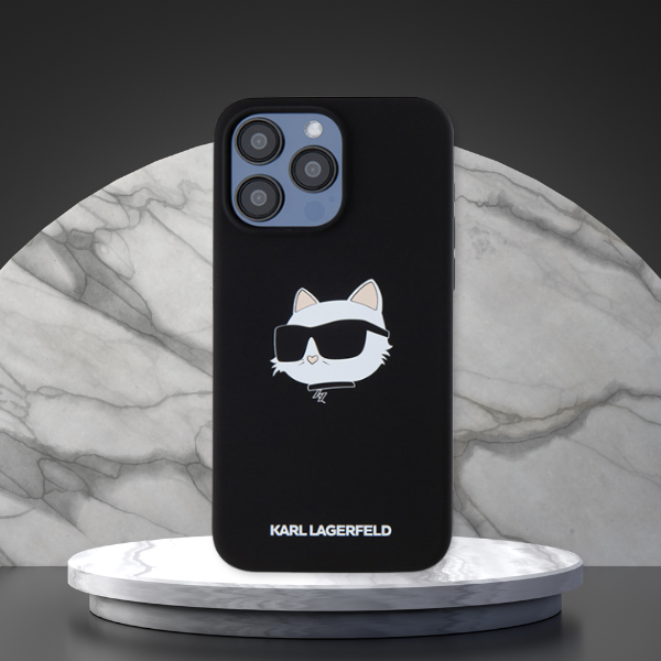 Karl Lagerfeld KLHMP15LSCHPPLK iPhone 15 Pro 6.1″ juodos spalvos kietas dėklas Silicone Choupette Head MagSafe aprašymas - Prekės nuotrauka