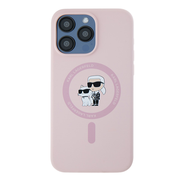 Karl Lagerfeld KLHMP15LSCMKCRHP iPhone 15 Pro 6.1″ rožinės spalvos kietas dėklas Silicone Karl & Choupette Mag aprašymas - Prekės nuotrauka