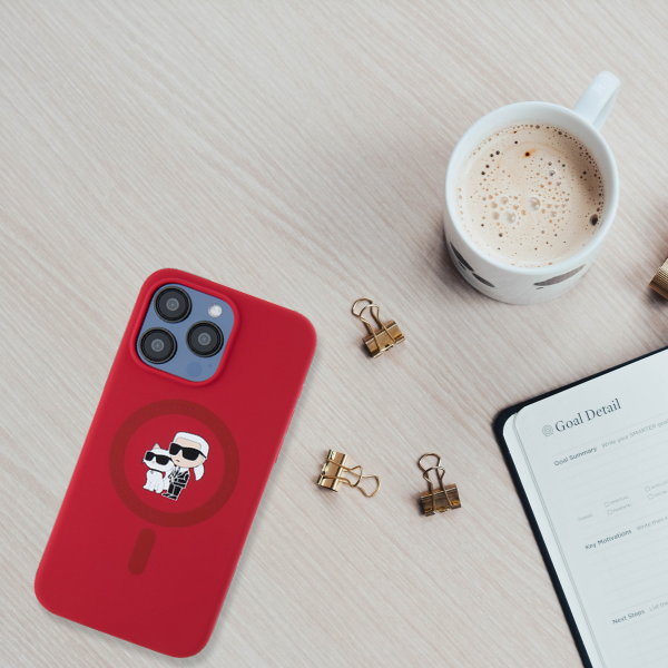 Karl Lagerfeld KLHMP15LSCMKCRHP iPhone 15 Pro 6.1″ rožinės spalvos kietas dėklas Silicone Karl & Choupette Mag aprašymas - Prekės nuotrauka