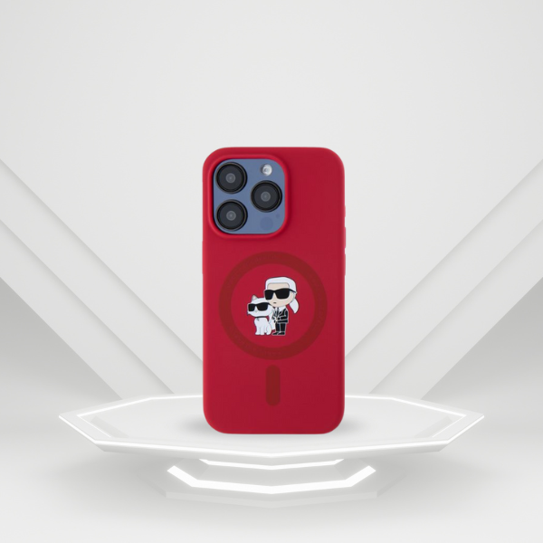 Karl Lagerfeld KLHMP15LSCMKCRHR Apple iPhone 15 Pro 6.1″ red kietas dėklas Silicone Karl&Choupette Heads Ring aprašymas - Prekės nuotrauka