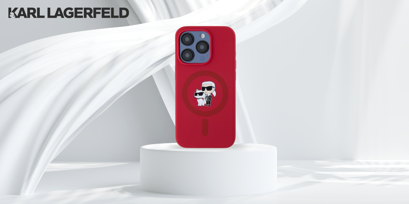 Karl Lagerfeld KLHMP15LSCMKCRHR Apple iPhone 15 Pro 6.1″ red kietas dėklas Silicone Karl&Choupette Heads Ring aprašymas - Prekės nuotrauka