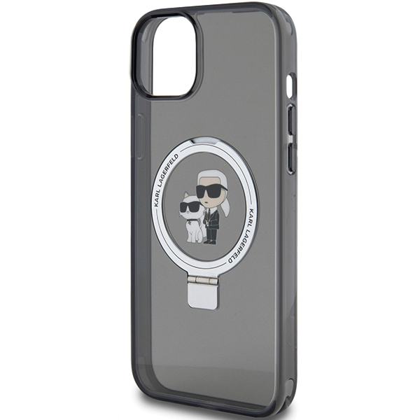 Karl Lagerfeld KLHMP15MHMRSKCK Apple iPhone 15 Plus / 14 Plus 6.7″ juodos spalvos kietas dėklas Ring Stand Karl&Cho aprašymas - Prekės nuotrauka