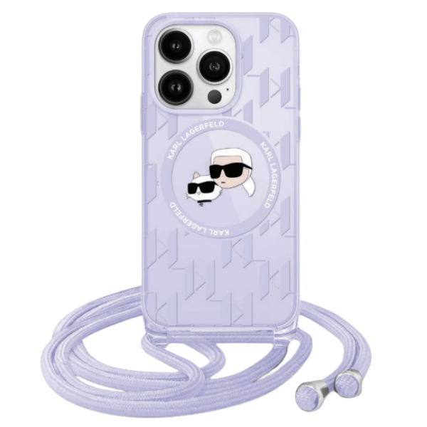 Karl Lagerfeld KLHMP15SHCKCKLCU Apple iPhone 15 / 14 / 13 6.1″ violetinės spalvos kietas dėklas IML Crossbody Mono aprašymas - Prekės nuotrauka
